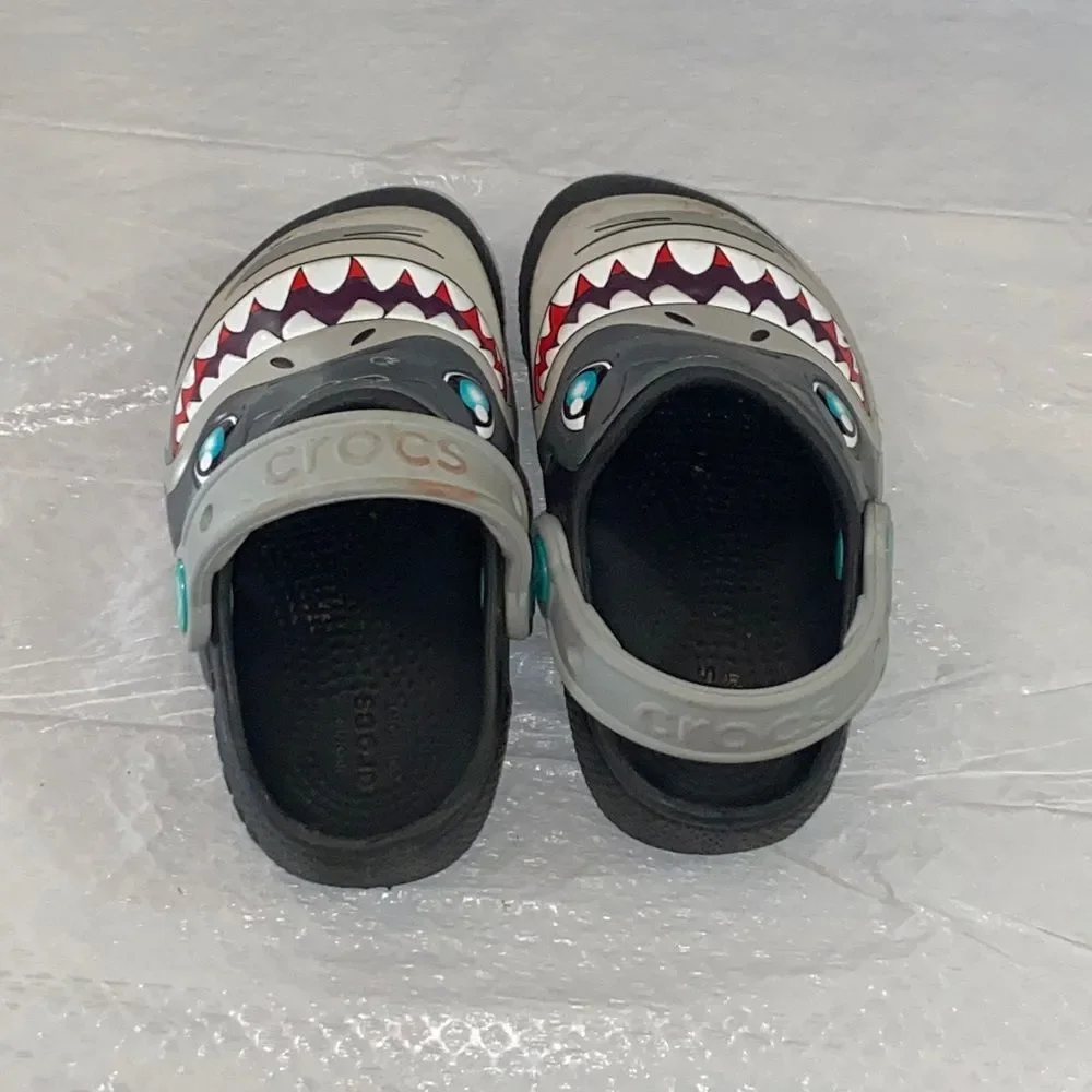 Kids Shark Clogs - Gray and Black C 8